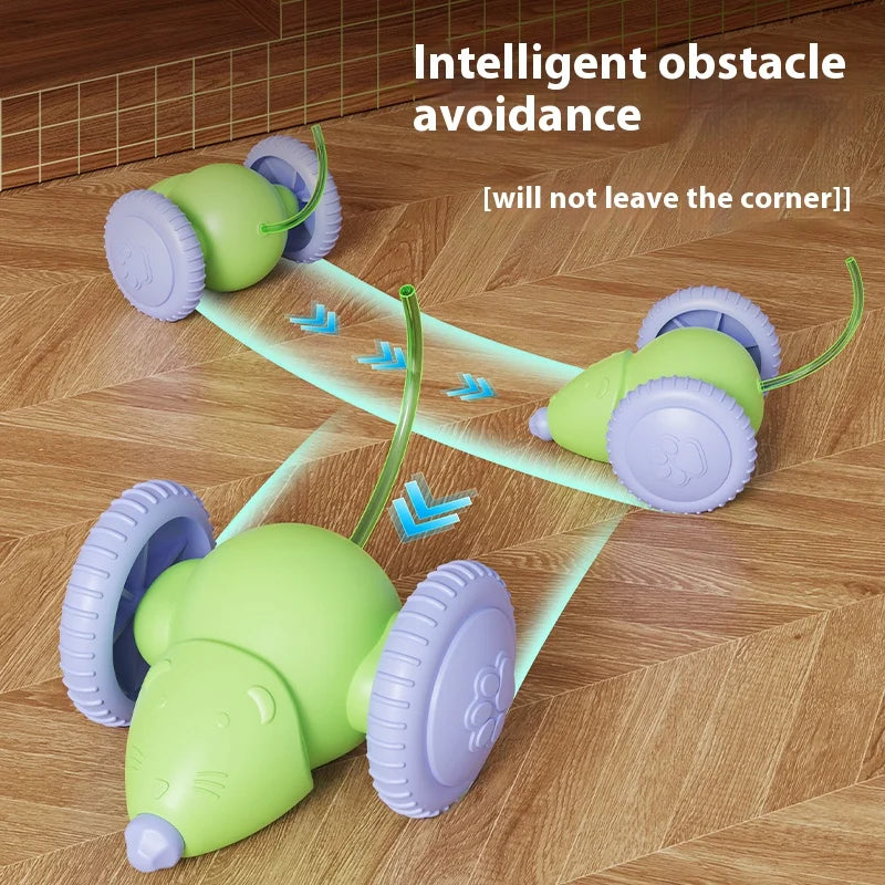 S1-Electric Mouse Car Interactive Cat Toy Rechargeable Automatic Kitten Toy Intelligent Obstacle Avoidance Cat Toy