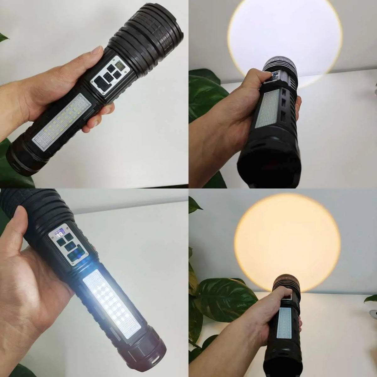 Rechargeable Zoom Flashlight with Side Light – 2-Pack for Camping & Emergencies