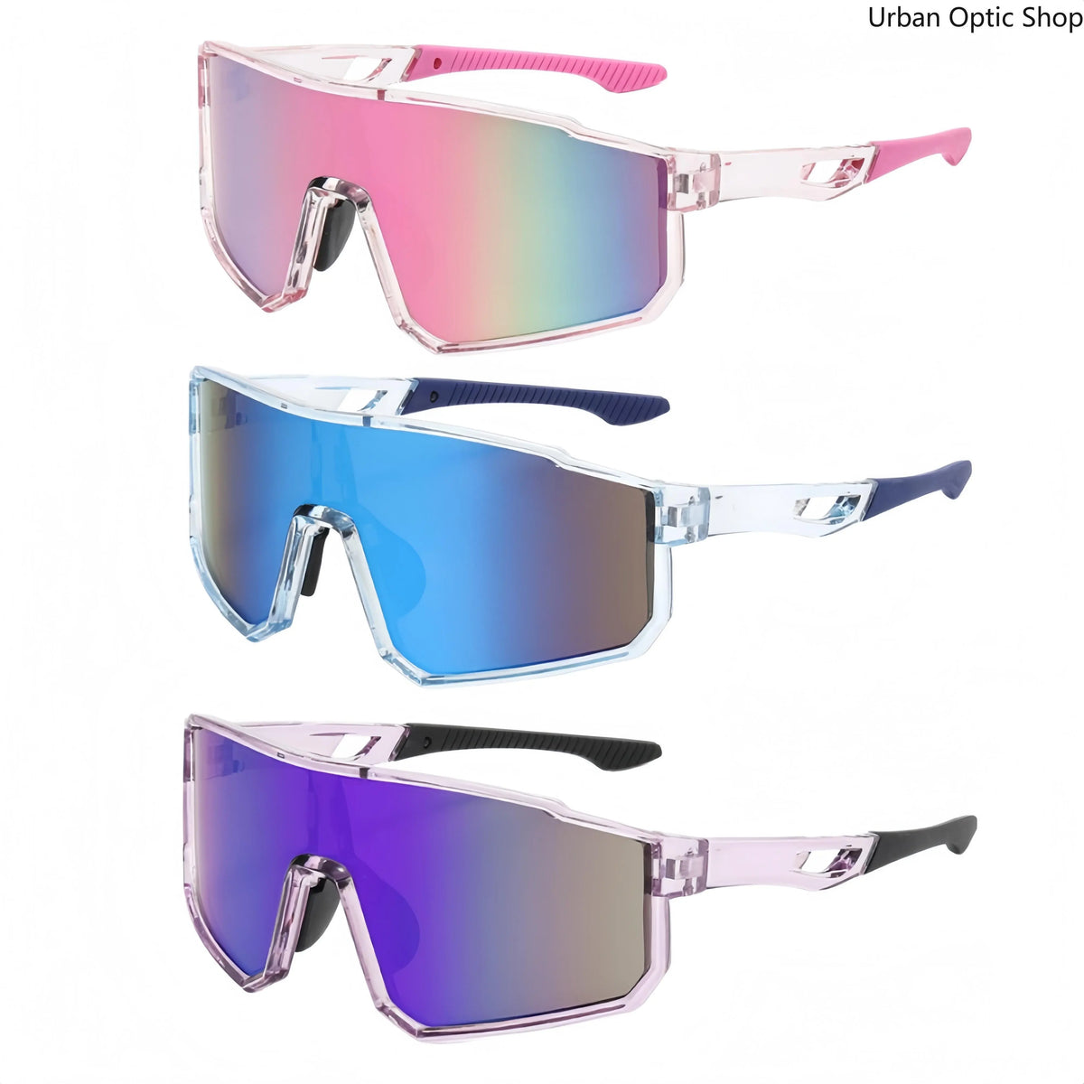 Mirrored Shield Sunglasses – UV400 Windproof Sport Shades (Unisex)