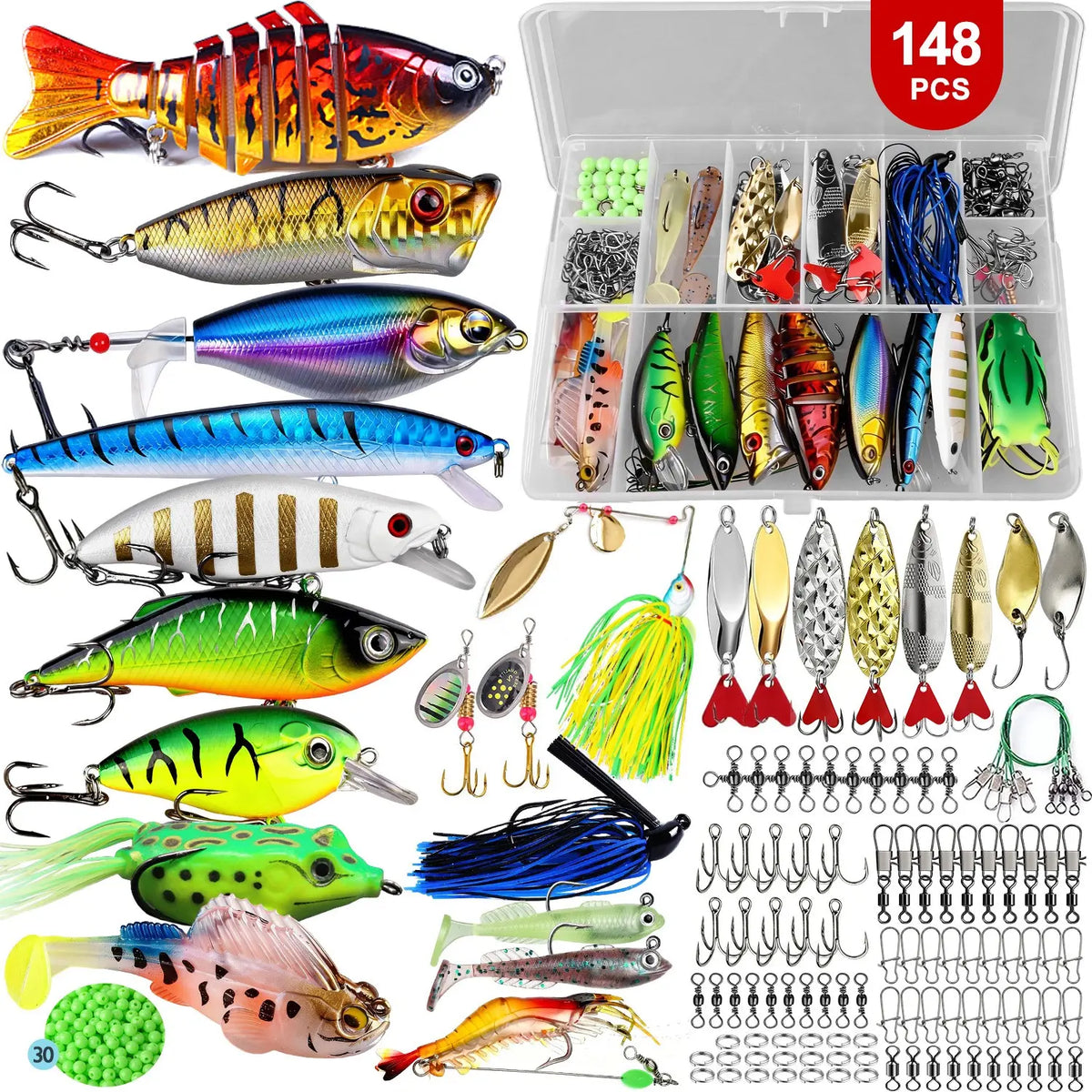 Fishing Lure Kit – 45 to 224 Piece Hard Bait Set with Crankbaits, Minnows & Spinnerbaits