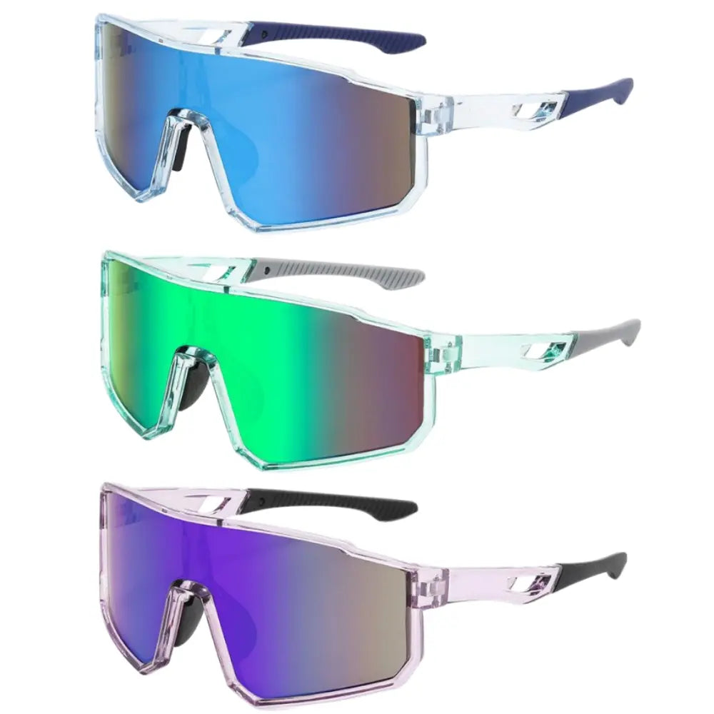 Mirrored Shield Sunglasses – UV400 Windproof Sport Shades (Unisex)