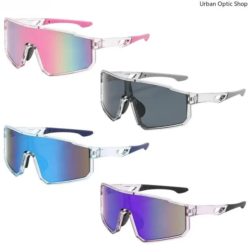 Mirrored Shield Sunglasses – UV400 Windproof Sport Shades (Unisex)