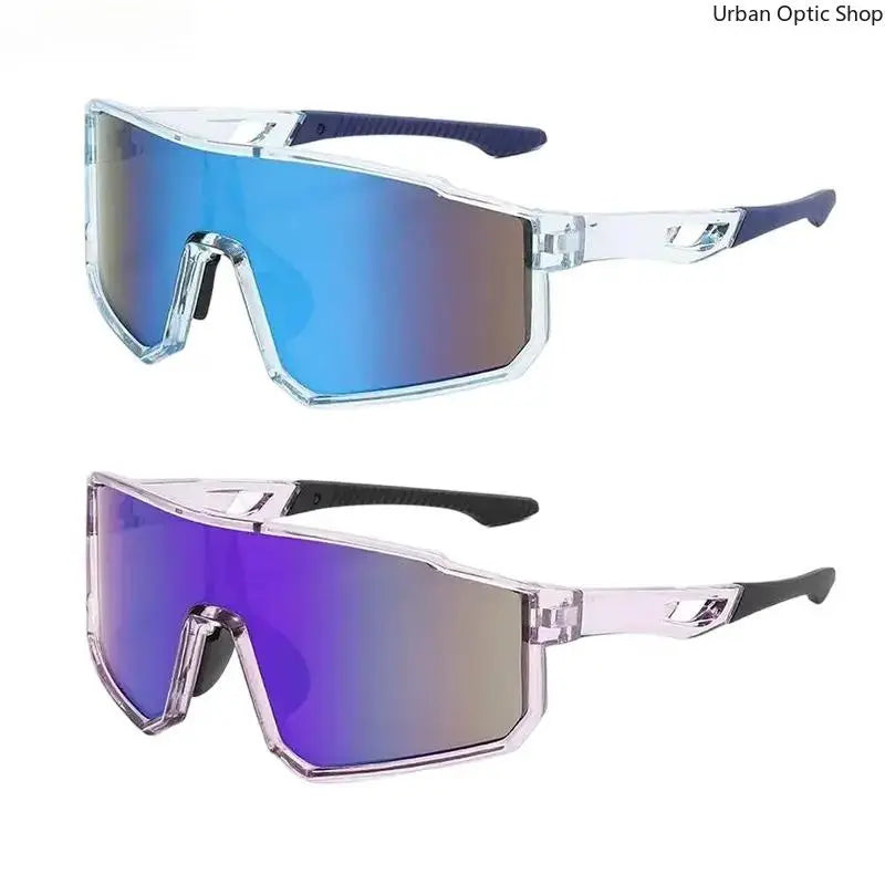 Mirrored Shield Sunglasses – UV400 Windproof Sport Shades (Unisex)