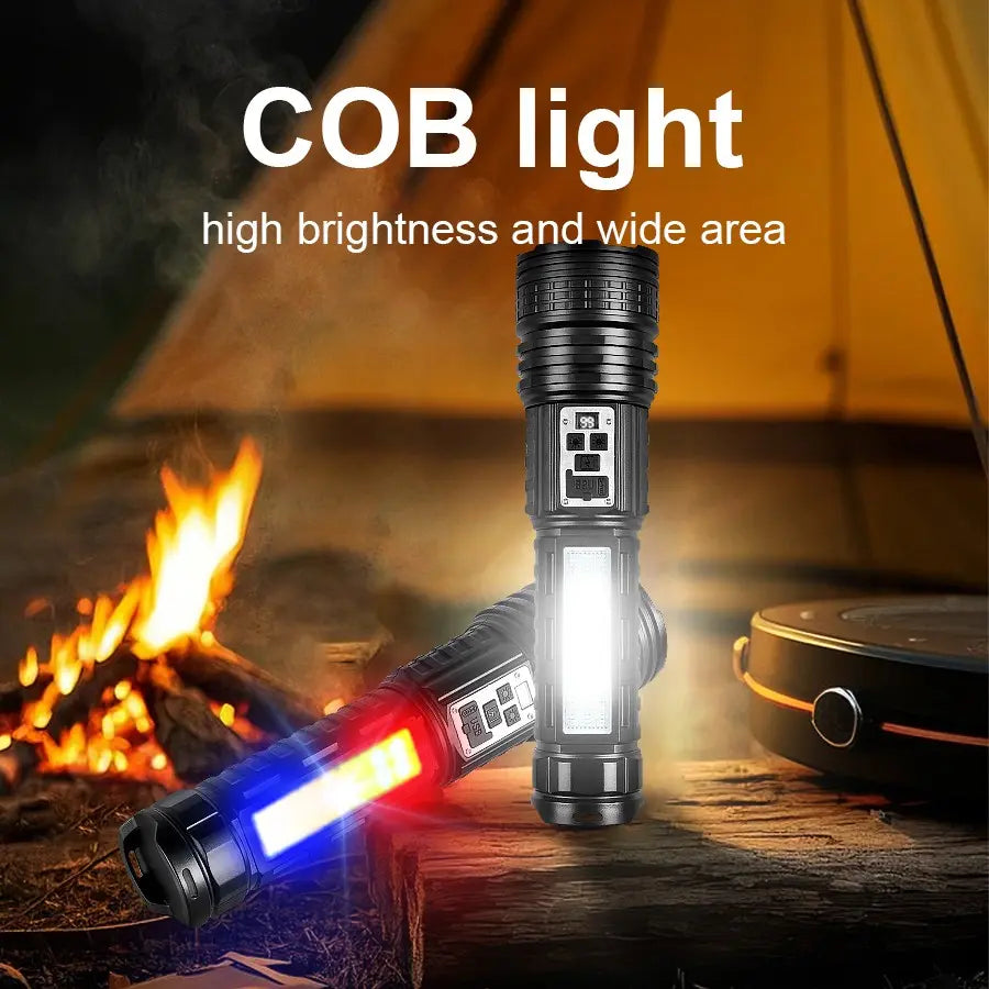 Rechargeable Zoom Flashlight with Side Light – 2-Pack for Camping & Emergencies