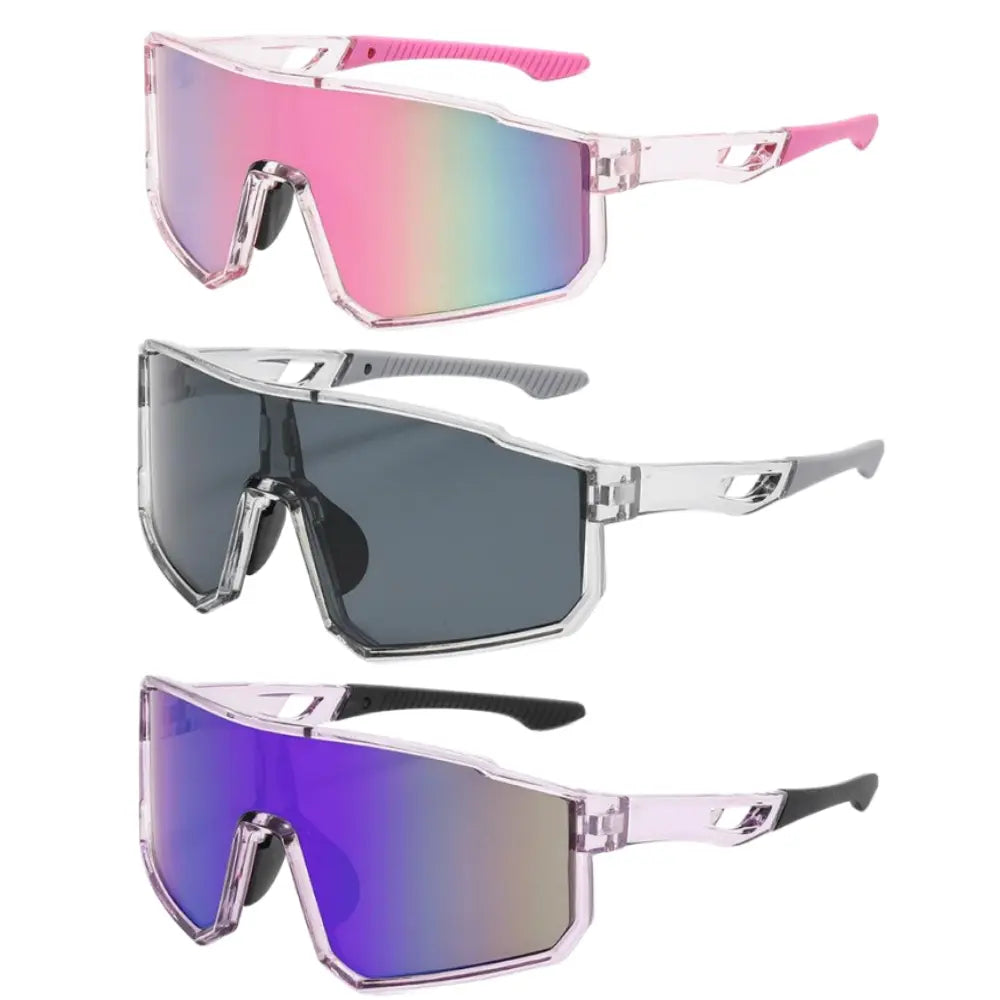Mirrored Shield Sunglasses – UV400 Windproof Sport Shades (Unisex)