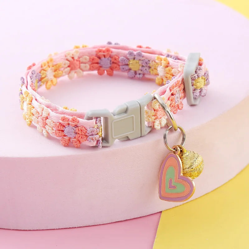1Piece Adjustable Cat Collar With Pendant Lace Pet Collar Suitable For Small Cats and Dogs Cat Collar Personalized Accessories
