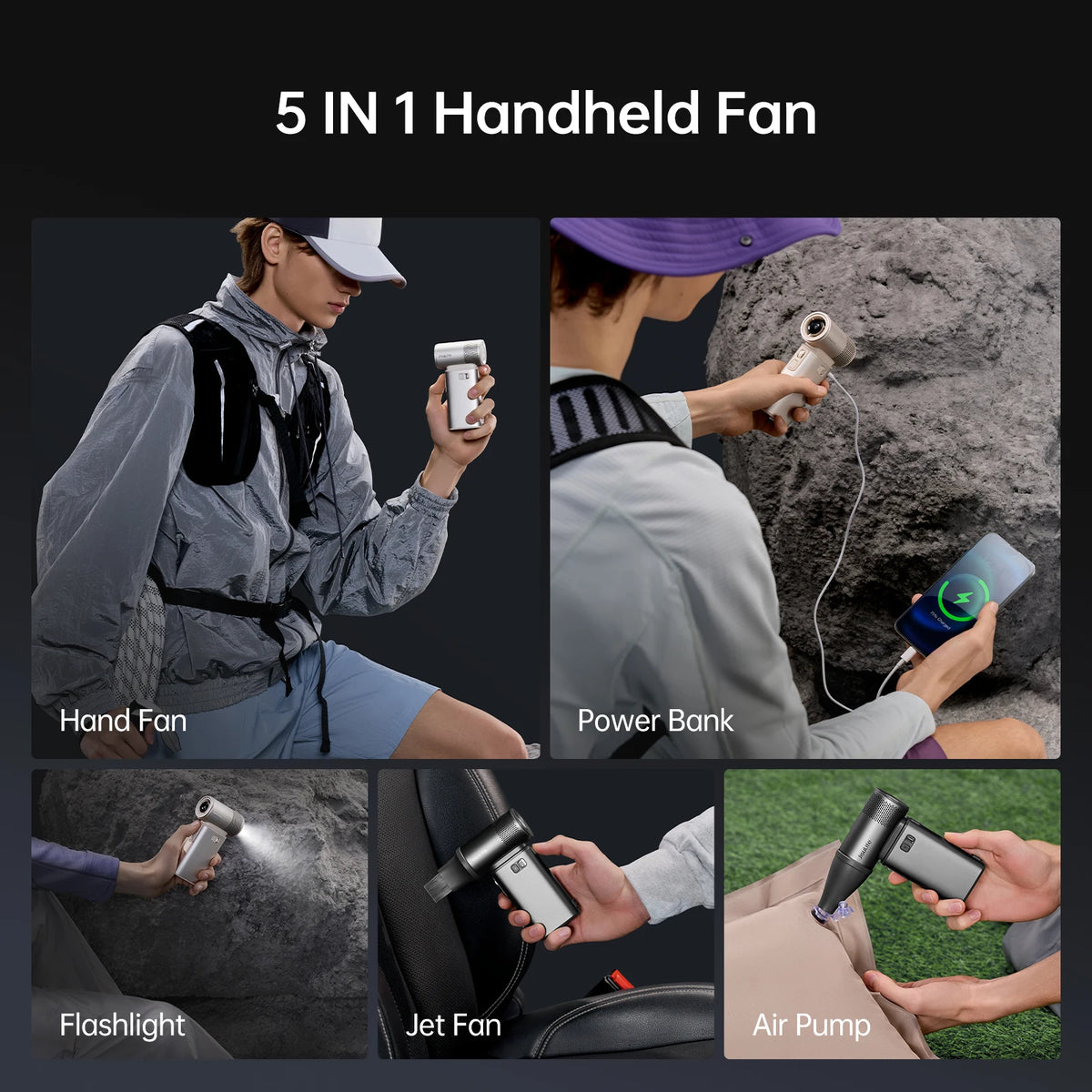 JISULIFE Ultra 2 Handheld Turbo Fan – 9000mAh, 100 Speeds, LED Display