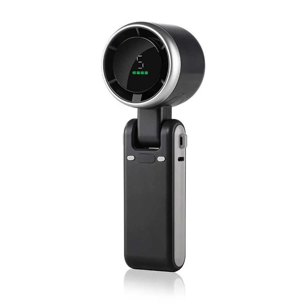 5 Speed Handheld Mini Fan Foldable Mini Fan Portable Desk Outdoor Neck Hanging USB Rechargeable Fan Phone Stand Display Screen