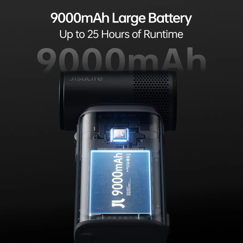JISULIFE Ultra 2 Handheld Turbo Fan – 9000mAh, 100 Speeds, LED Display