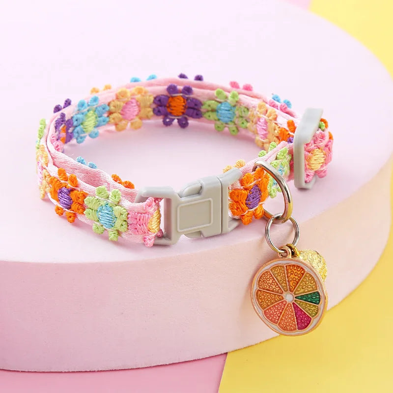 1Piece Adjustable Cat Collar With Pendant Lace Pet Collar Suitable For Small Cats and Dogs Cat Collar Personalized Accessories