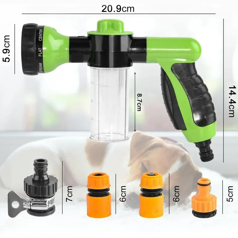 8-in-1 Pet Shower Sprayer & Foam Hose Nozzle