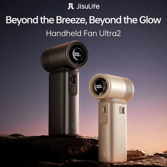 JISULIFE Ultra 2 Handheld Turbo Fan – 9000mAh, 100 Speeds, LED Display