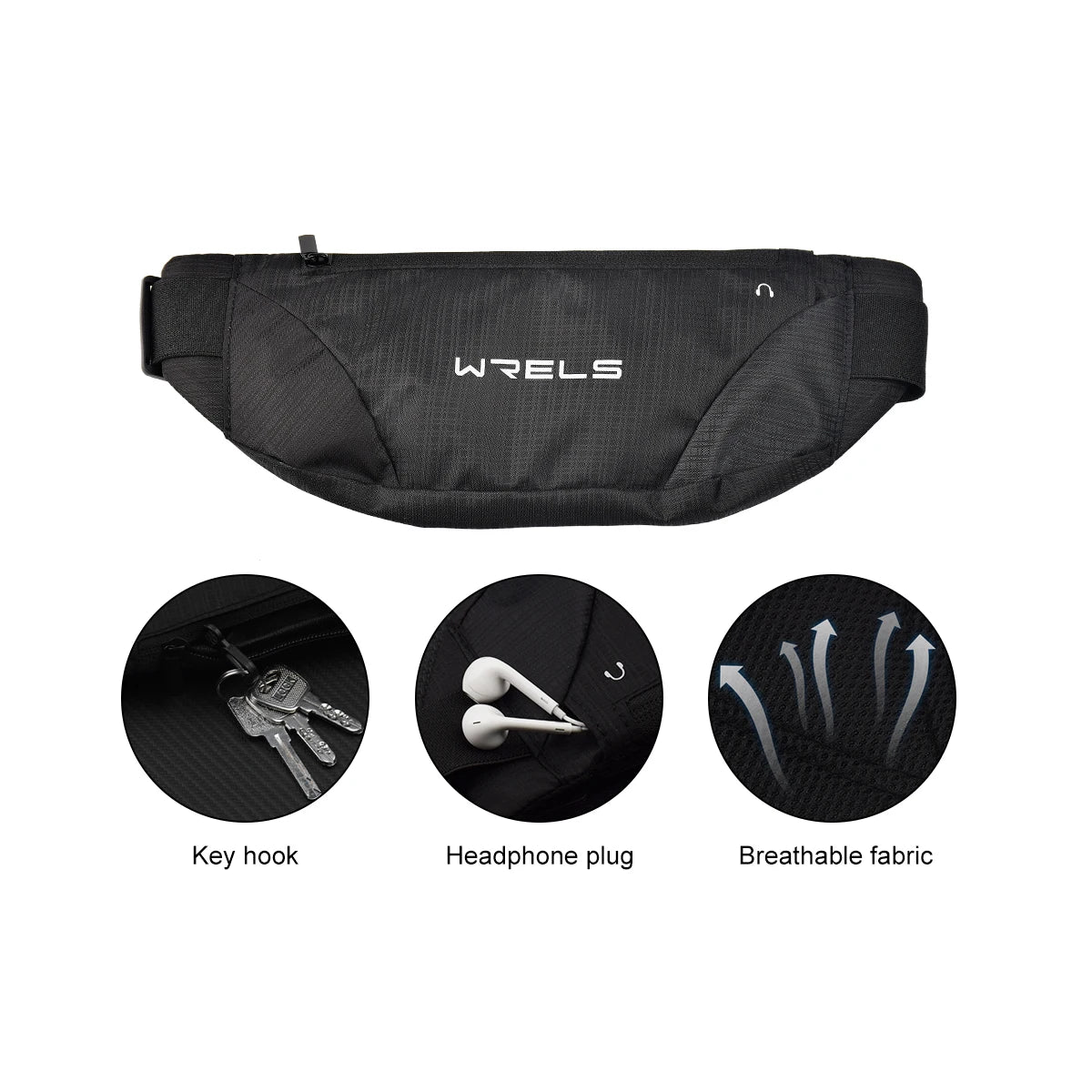 Ultra-Slim Running Belt – Water-Resistant Phone Waist Pack with Headphone Port