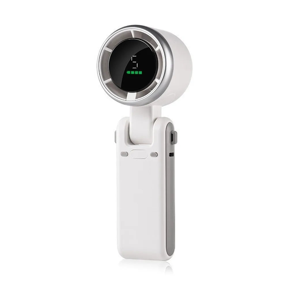 5 Speed Handheld Mini Fan Foldable Mini Fan Portable Desk Outdoor Neck Hanging USB Rechargeable Fan Phone Stand Display Screen