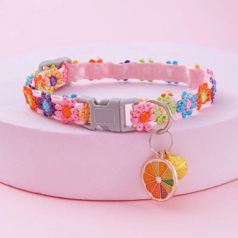 1Piece Adjustable Cat Collar With Pendant Lace Pet Collar Suitable For Small Cats and Dogs Cat Collar Personalized Accessories