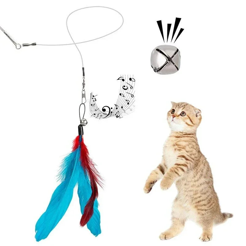 Cat Feather Wand Toy Set – Retractable Wand + 10 Heads