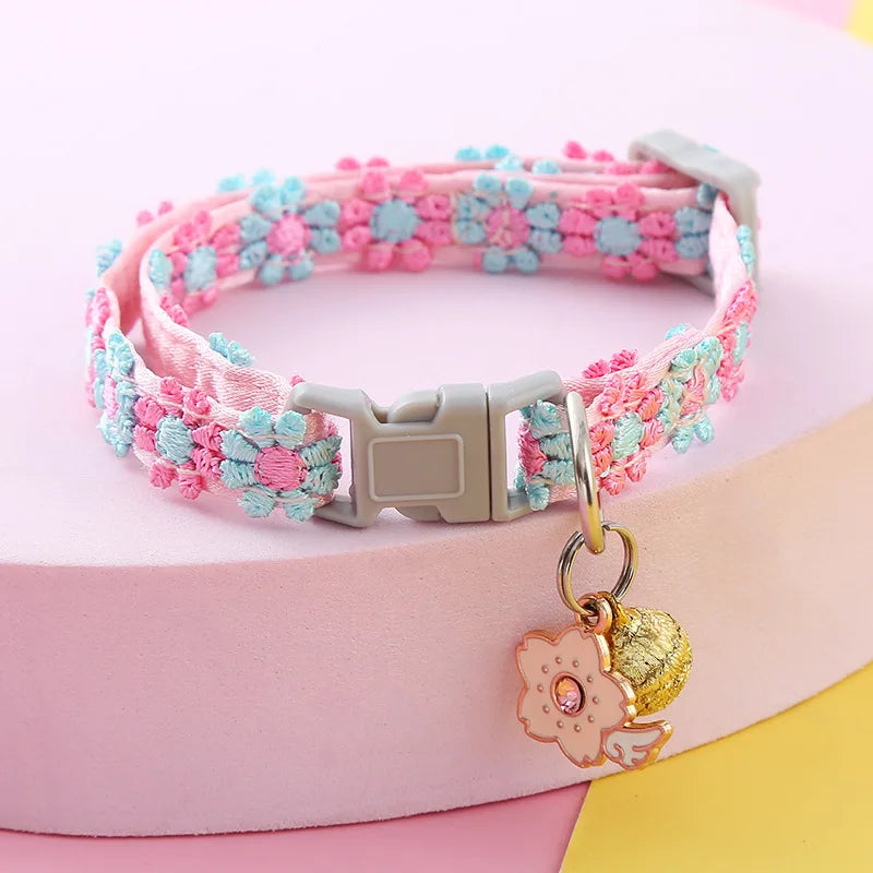 1Piece Adjustable Cat Collar With Pendant Lace Pet Collar Suitable For Small Cats and Dogs Cat Collar Personalized Accessories