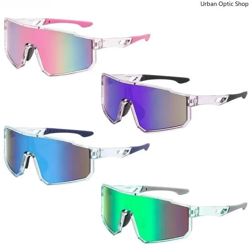 Mirrored Shield Sunglasses – UV400 Windproof Sport Shades (Unisex)
