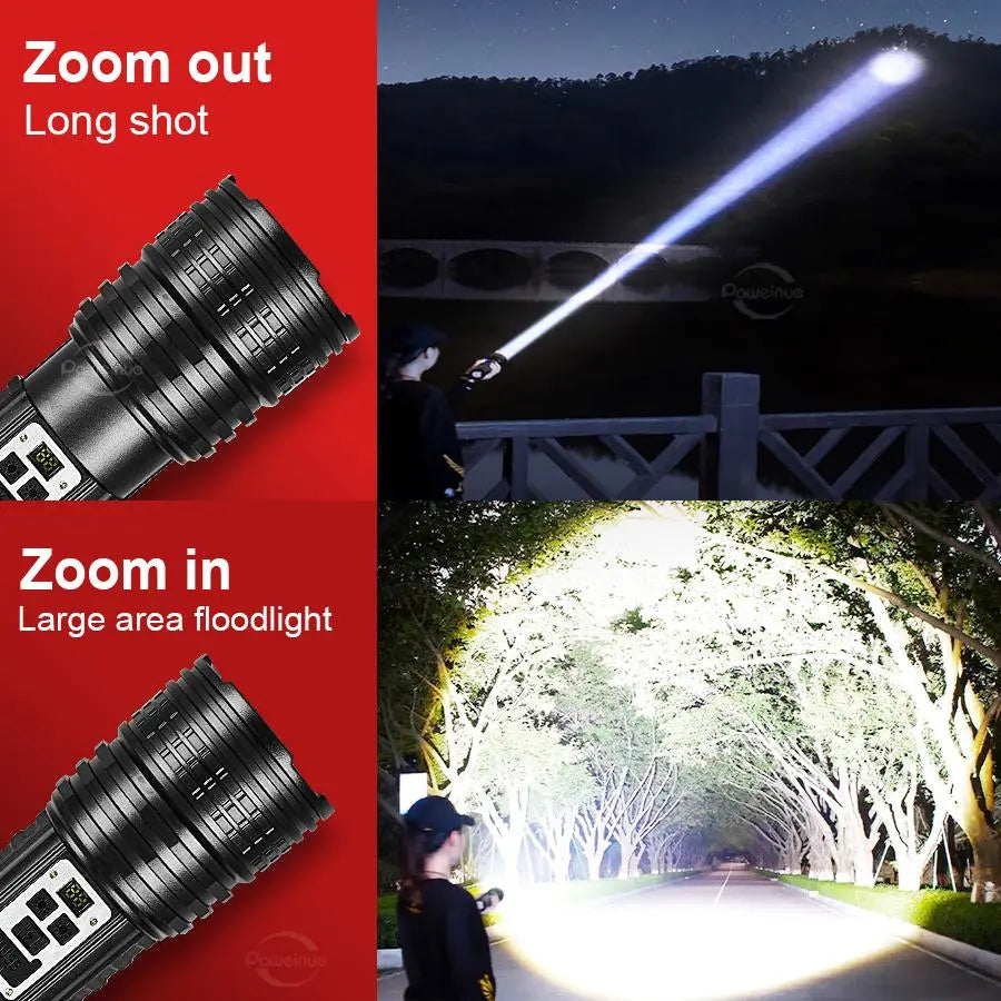 Rechargeable Zoom Flashlight with Side Light – 2-Pack for Camping & Emergencies