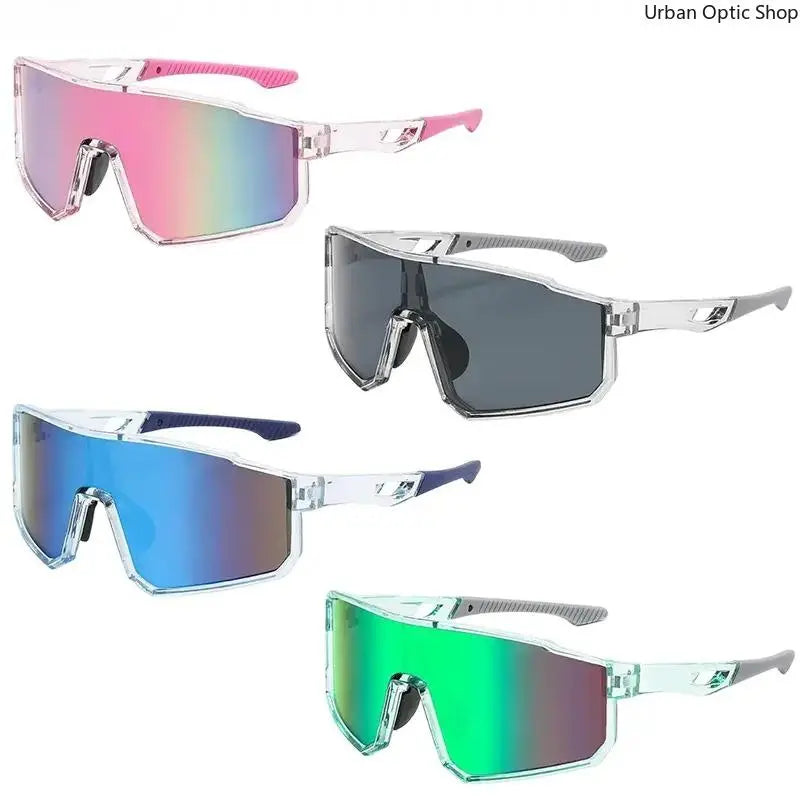 Mirrored Shield Sunglasses – UV400 Windproof Sport Shades (Unisex)