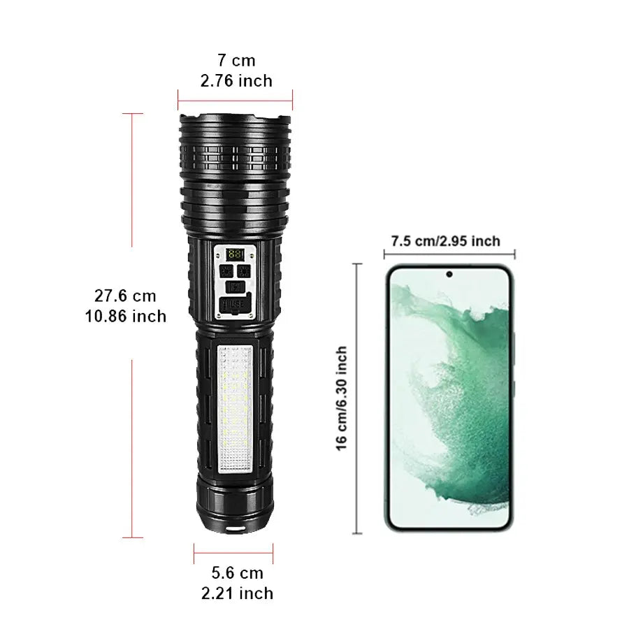Rechargeable Zoom Flashlight with Side Light – 2-Pack for Camping & Emergencies