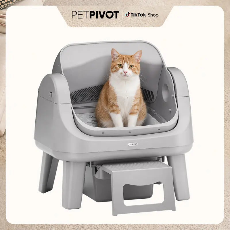 Petpivot Autoscooper 12 Lite Open-Top Automatic Self-Cleaning Cat Litter Box, Easy-Entry Front Step, Triple Safety Protection, No App Required,Sohochic