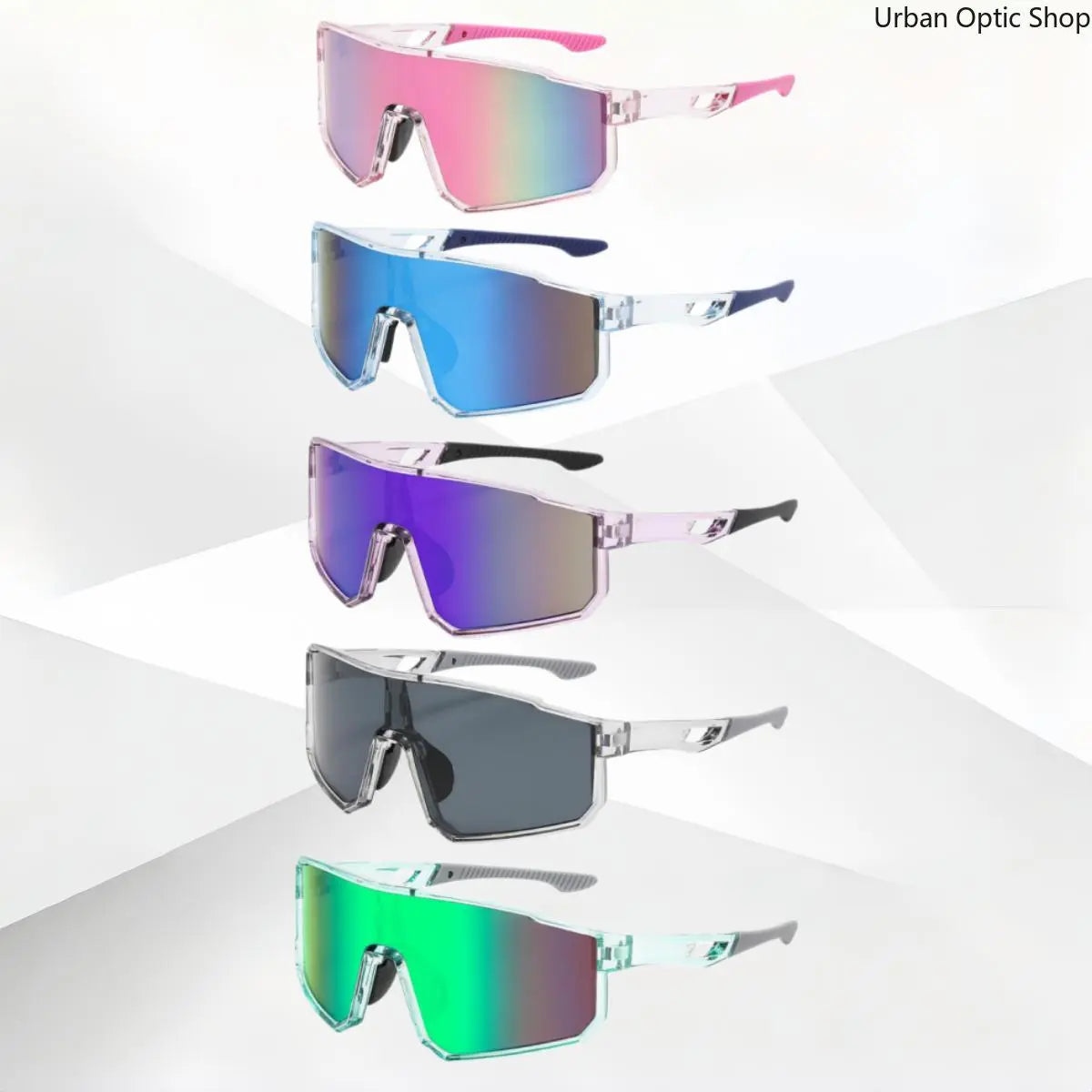 Mirrored Shield Sunglasses – UV400 Windproof Sport Shades (Unisex)