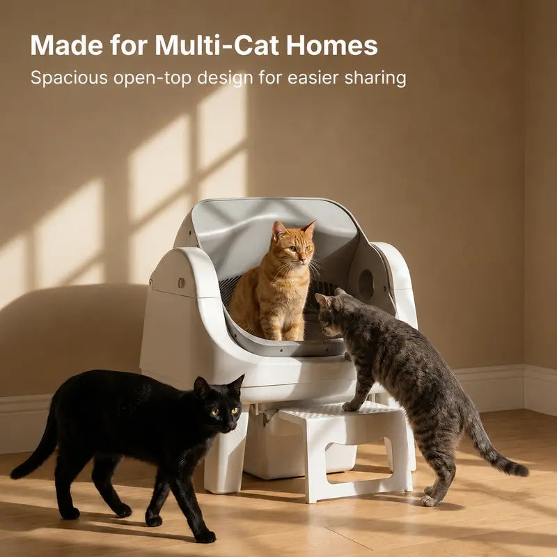 Petpivot Autoscooper 12 Lite Open-Top Automatic Self-Cleaning Cat Litter Box, Easy-Entry Front Step, Triple Safety Protection, No App Required,Sohochic