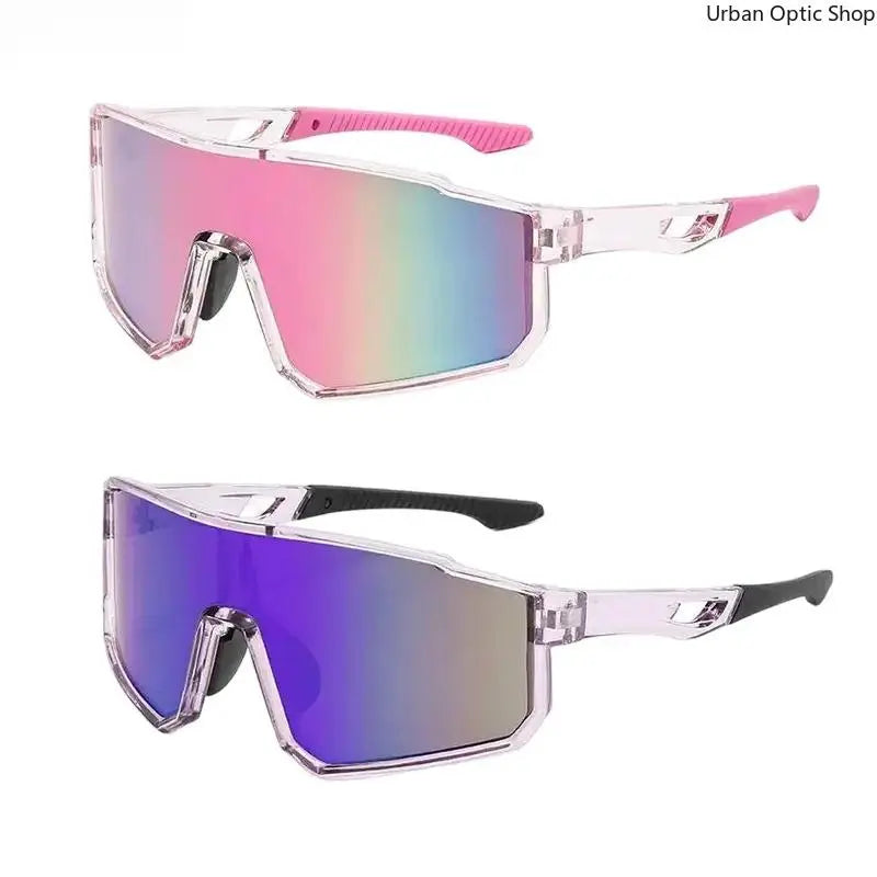 Mirrored Shield Sunglasses – UV400 Windproof Sport Shades (Unisex)