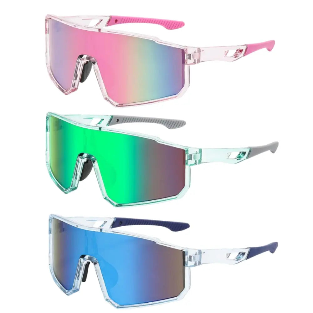 Mirrored Shield Sunglasses – UV400 Windproof Sport Shades (Unisex)